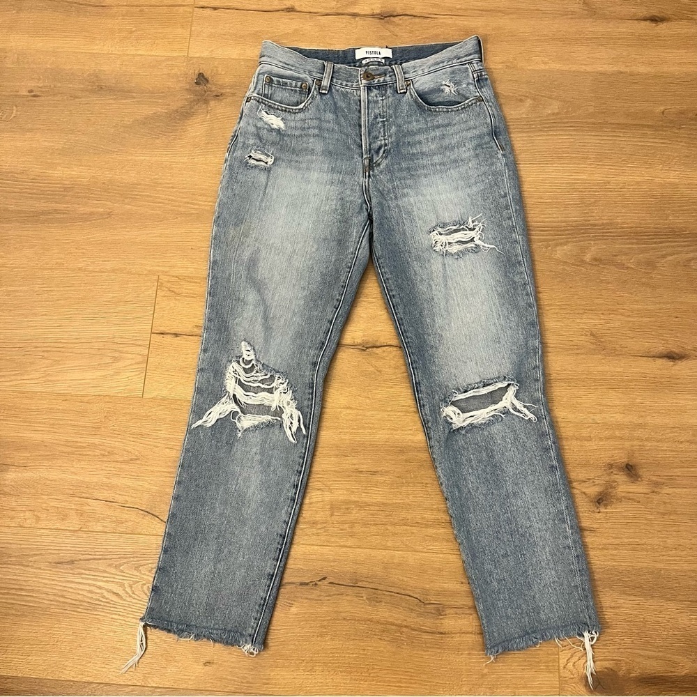 Pistola | Distressed light wash crop denim jeans Women’s size 26 button fly